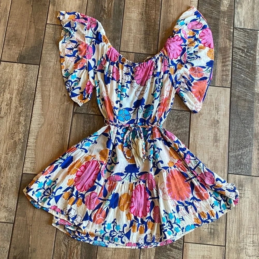 Rachel Roy Floral Off Shoulder Dress with Pink and Blue - Picture 3 of 11